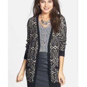 FRENCHI Lace Pattern Long Cardigan